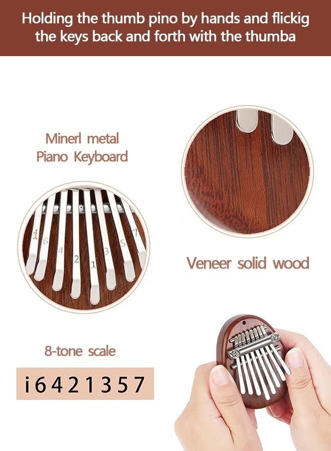 Mini Thumb Piano 8 Keys Wooden Finger Piano With Lanyard, Musical Instrument, Gift For Valentine's Day, Perfect For Adult Beginners & Music Lovers - Image 2
